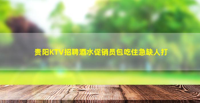 贵阳KTV招聘酒水促销员包吃住急缺人打